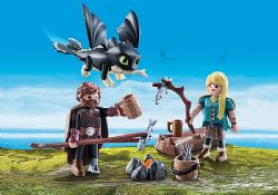 *** PLAYMOBIL - HAROLD ET ASTRID AVEC UN BÉBÉ DRAGON #70040